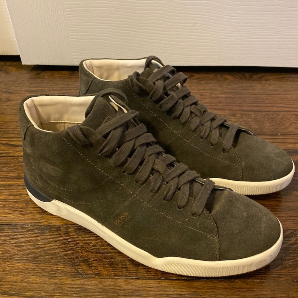 Hugo Boss Hi Top Grey Suede Sneakers